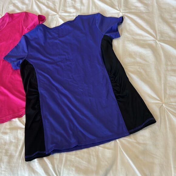 Lot of 2 New Balance Dry Girls' Pink & Blue Semi-Fitted Workout Top Size Large - Picture 4 of 9